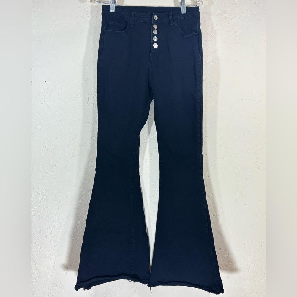 SHEIN Dark Navy Flare & Wide Leg Jeans